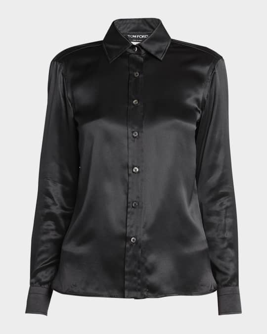Tシャツ・カットソー TOM FORD FW25 SHIRT SILK SATIN (CA3211FAX881 KB650) STRETCH SILK SATIN RELAXED FIT SHIRT | Tom Ford Fashion