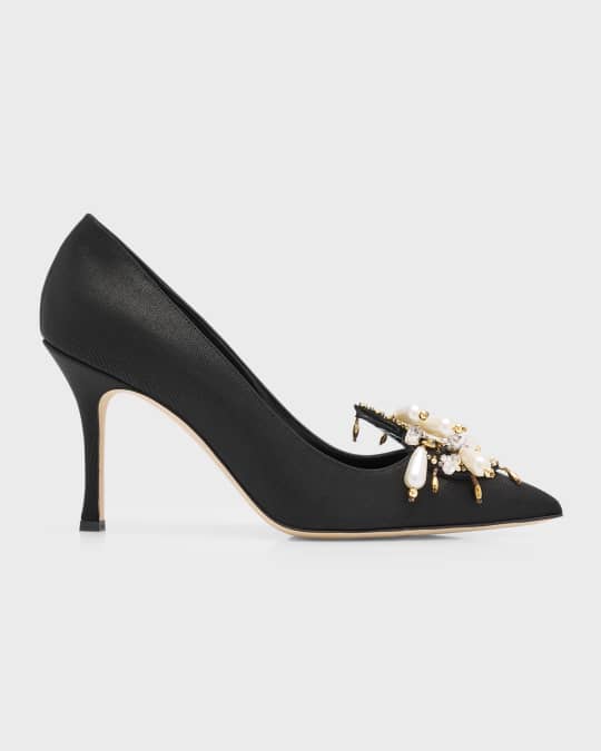 Manolo Blahnik Orientalia Pearly Charm Stiletto Pumps Neiman Marcus