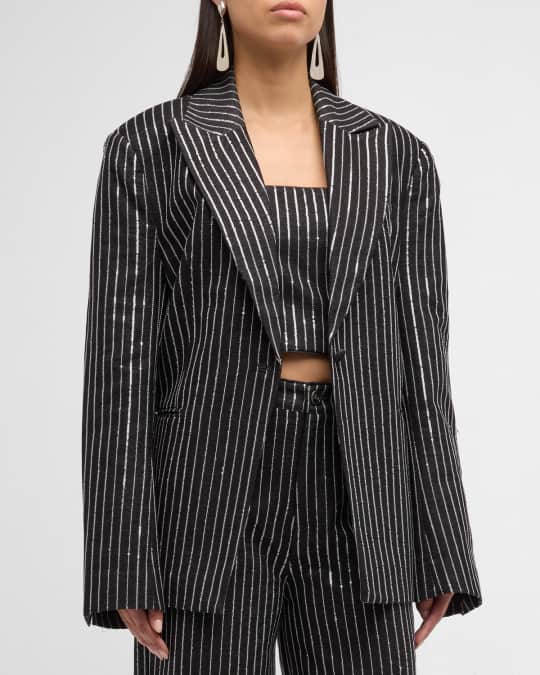 Rotate Birger Christensen Sequin Twill Oversized Pinstripe