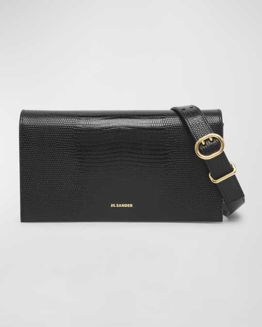 Jil Sander All Day Buckle Lizard-Print Shoulder Bag | Neiman