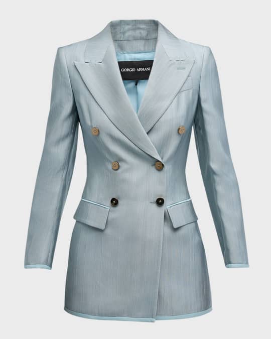 Textured Viscose Double-Breasted Blazer