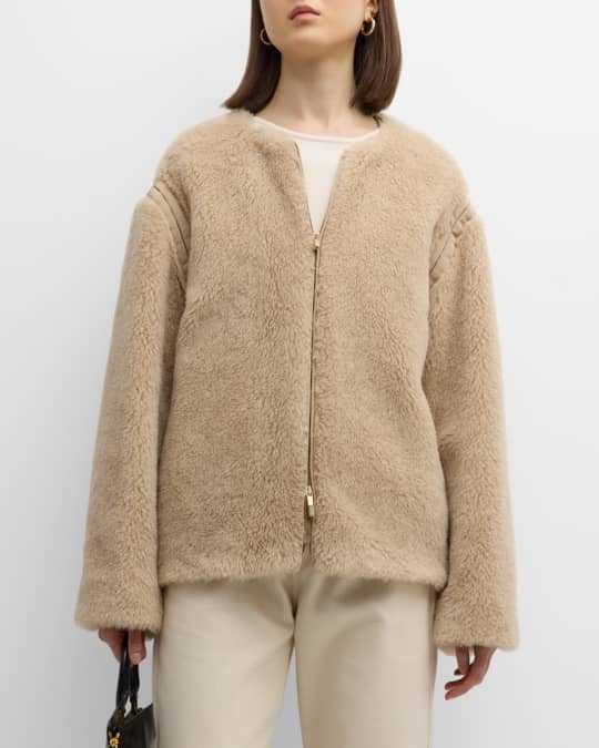 Collarless teddy coat cheap