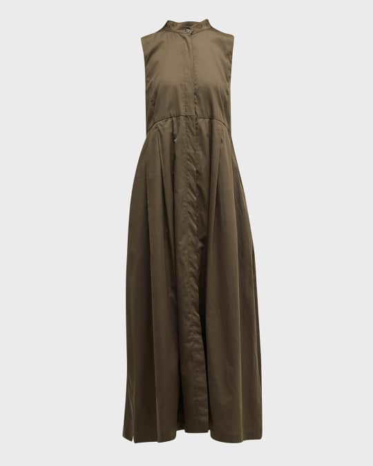 Max Mara Loris Pintuck Fit-Flare Midi Dress | Neiman Marcus