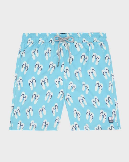 Men's Flip Flop-Print Swim Shorts