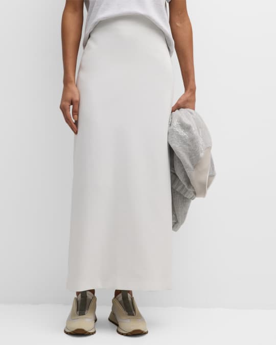 Cotton Crepe Double Twill Maxi Column Skirt