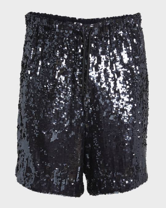 Dries Van Noten Men's Piperi Sequin Shorts | Neiman Marcus Dries Van Noten Men's Piperi Sequin Shorts | Neiman Marcus