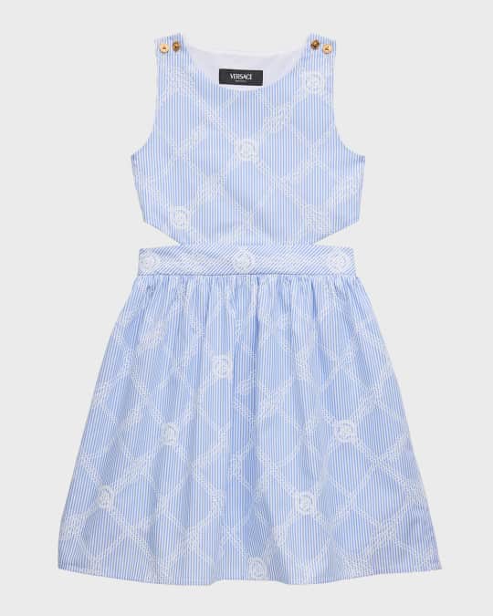 Versace Girl's Sleeveless Pop Stripe Rope Check Dress, Size