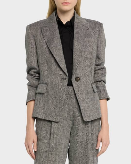 Brunello Cucinelli Herringbone Blazer Jacket | Neiman Marcus