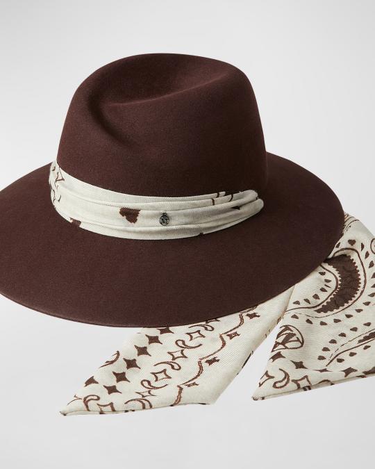 Maison Michel Virginie Felt Fedora With Paisley Scarf  display picture 1