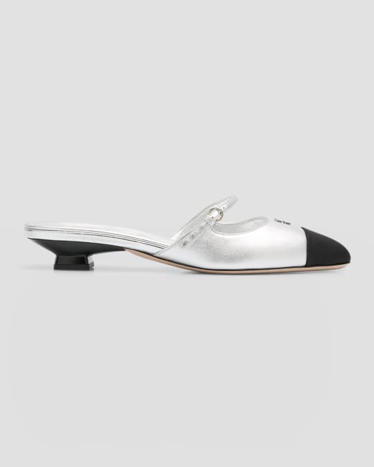 Miu Miu Mary Jane Metallic Leather Mules | Neiman Marcus