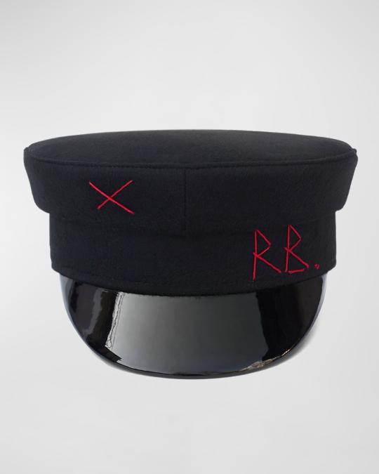 Ruslan Baginskiy Monogram Wool-Blend Baker Boy Cap | Neiman  display picture 1