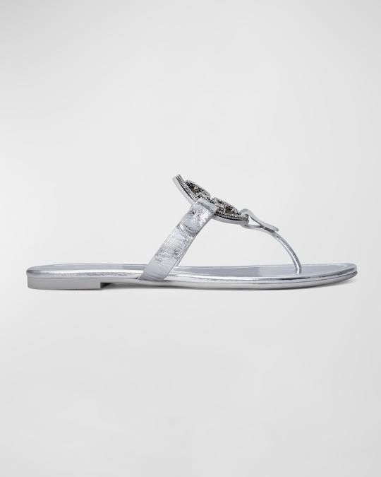 Tory Burch Miller Pave Medallion Thong Sandals Size 6.5 Tory Burch Miller Pave Medallion Thong Sandals | Neiman Marcus main image 3