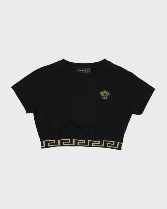 Girl's Medusa Embroidery Cropped T-Shirt, Size 8-14