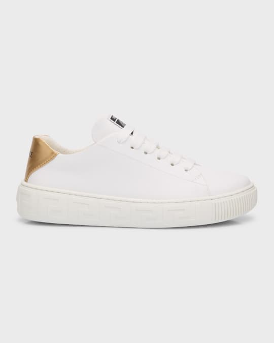 Kid's Bicolor Leather Low-Top Sneakers, Kids