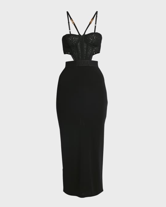 Lace Bustier Midi Bodycon Dress