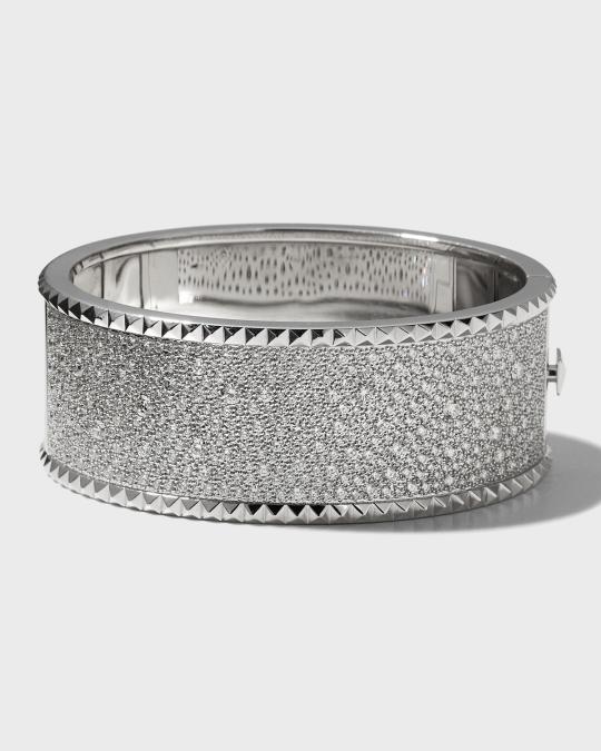 Roberto Coin ROCK & DIAMONDS Wide 18K White Gold Bangle with Diamonds ...