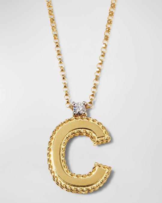 Roberto Coin Princess 18K Yellow Gold Diamond Initial Necklace, C ...