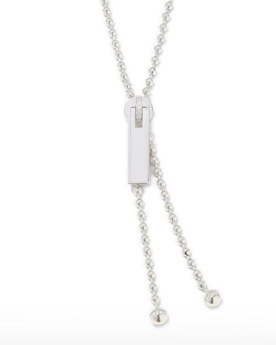 Roberto Coin 18K White Gold Diamond Zipper Necklace | Neiman Marcus