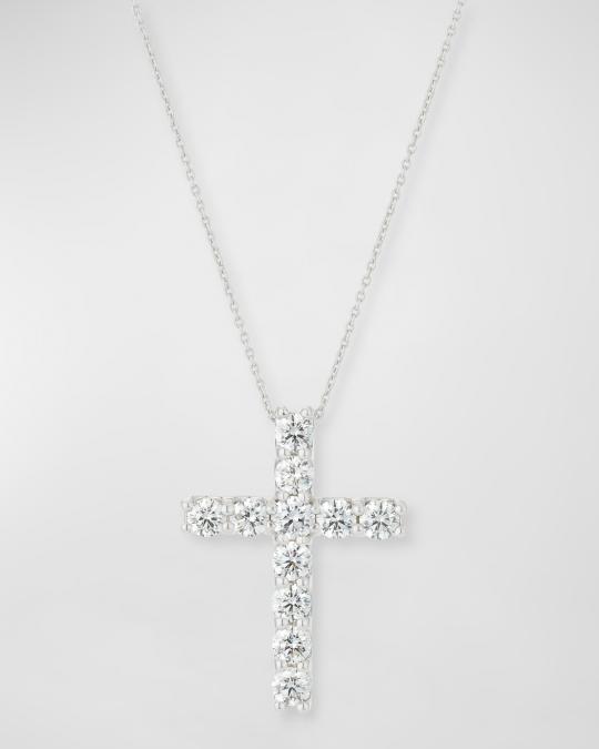 Roberto Coin 18K White Gold Large Diamond Cross Necklace, 1.87tcw ...