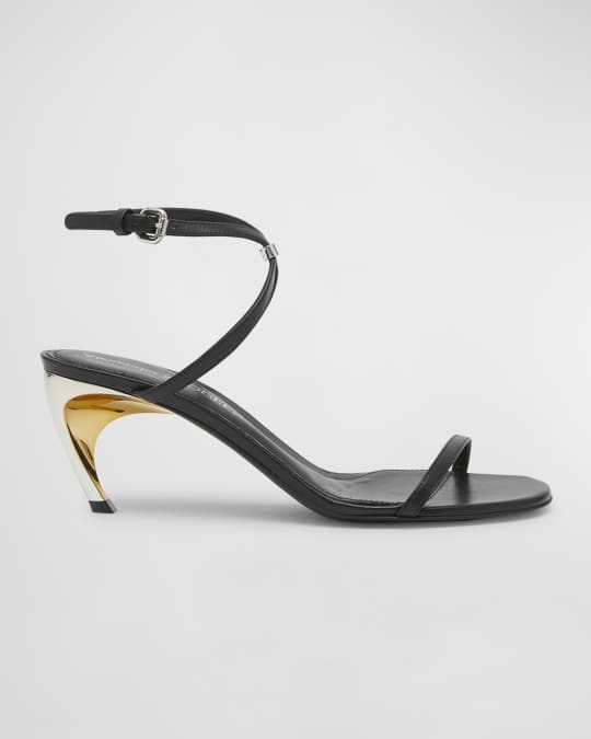 サンダル・ミュール alexander mcqueen 'Armadillo' sandals (780692W4WG1 8100) McQueen Armadillo Leather Metallic-Heel Sandals | Neiman Marcus