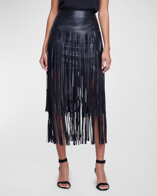Alice and olivia leather fringe skirt 2025