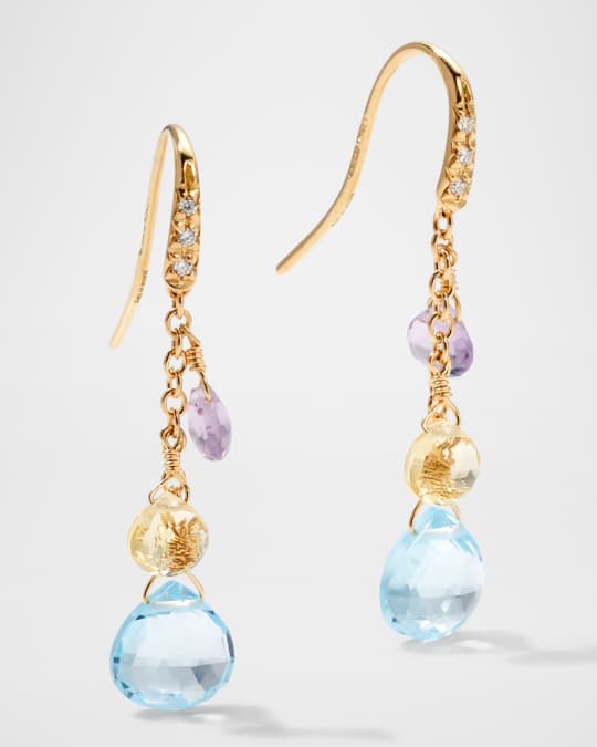 Paradise 18K Yellow Gold Mixed Drop Earrings with Diamonds