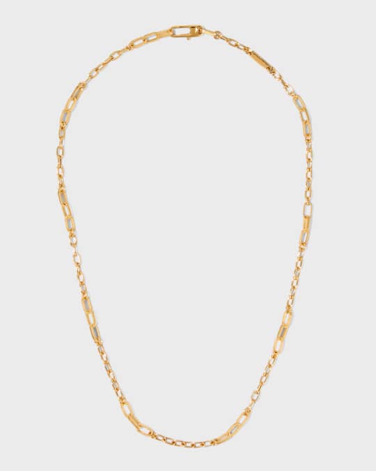 Unisex 18K Mixed Coiled Open Chain Link Necklace, 21.5"
