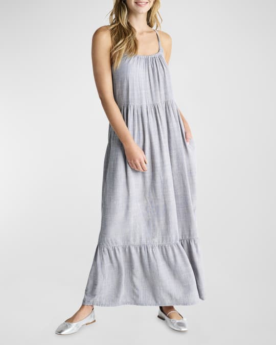 Splendid Cheyenne Stripe Tiered Linen-Blend Maxi Dress | Neiman Marcus