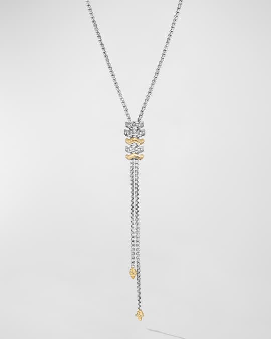 YA−MAN STA-212P GOLD David Yurman Zig Zag Stax Y Necklace with Diamonds in 18K Gold and