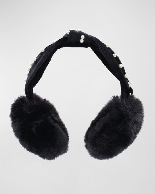 Pearly Knotted Velvet & Faux Fur Ear Muffs 