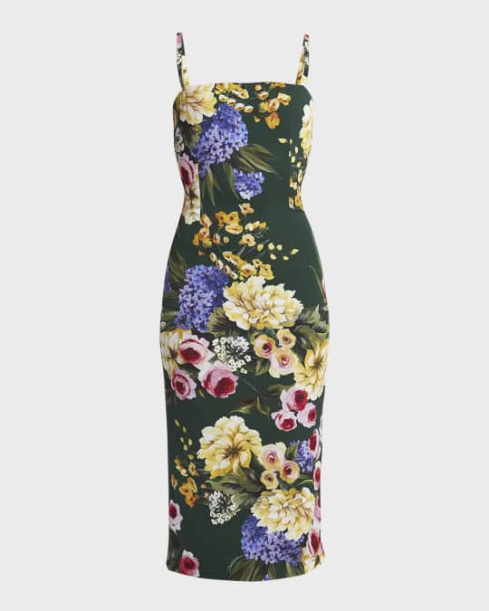 Dolce&Gabbana Floral Print Midi Dress | Neiman Marcus