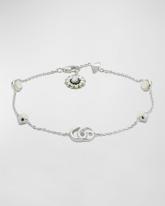 Gucci GG Marmont Flower Sterling Silver & Pearl Bracelet | Neiman