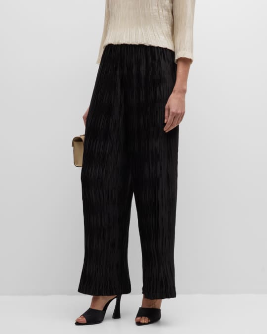 Crinkled Satin Straight Pants