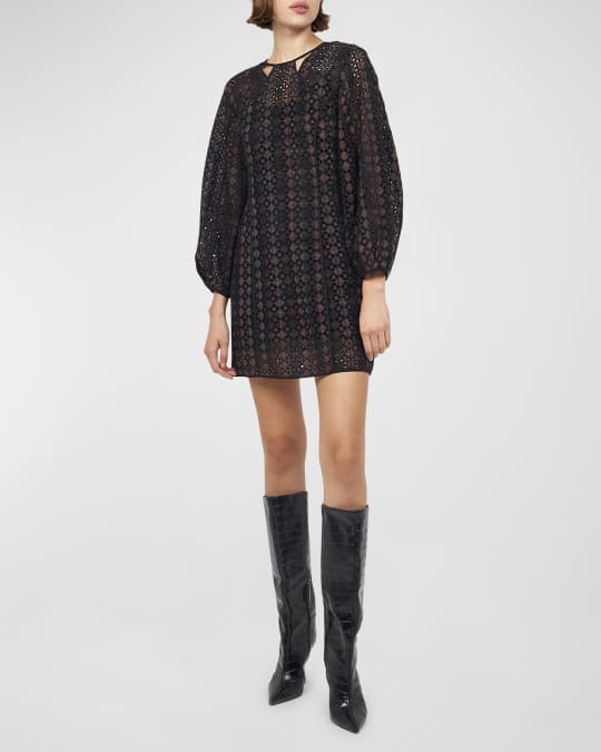 Joie Pallas Embroidered Cutout A Line Mini Dress Neiman Marcus