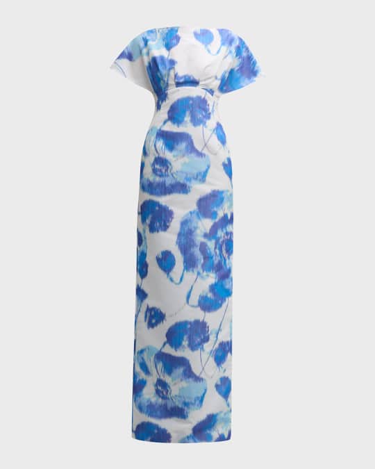 lela rose blue floral dress Pink Plus Size Floral Square Neck Puff Sleeve Ruffle Maxi Dress Pink / 1X main image 1