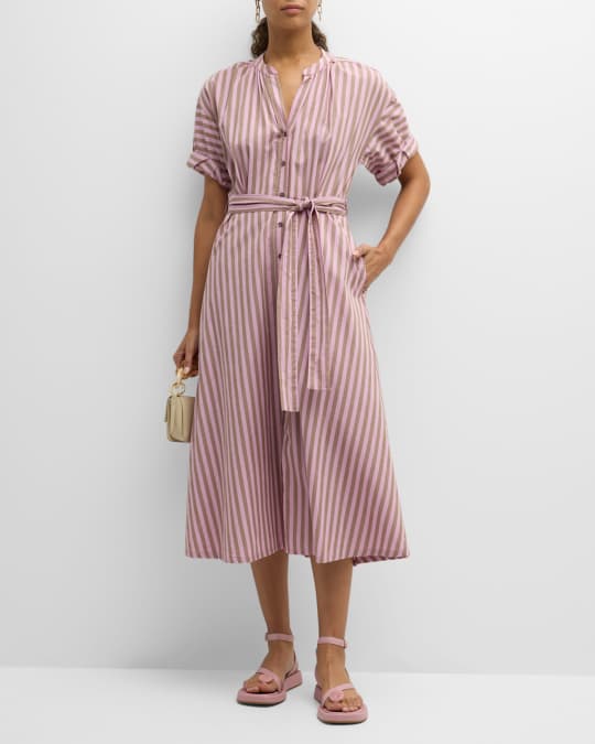 Xirena Liora Striped A-Line Cotton Midi Shirtdress | Neiman Marcus