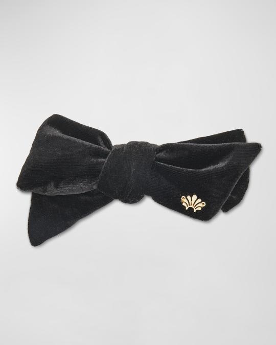 LELE SADOUGHI Black Velvet Ribbon Bow Tie Barrette Lele Sadoughi Jet Pearl Embellished Antoinette Bow Barrette  main image 4