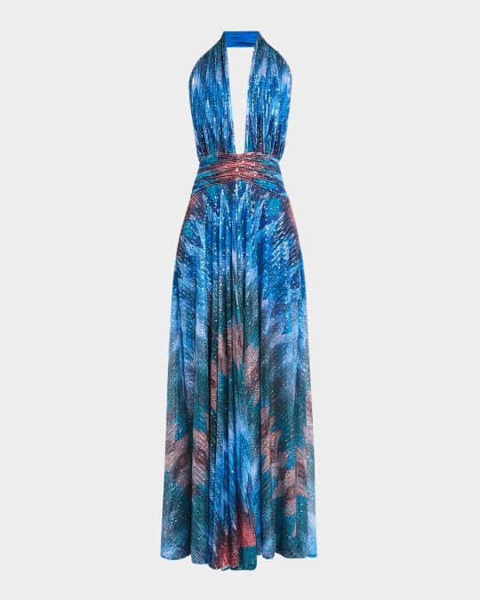 Ramy Brook Reyna Sequined Chevron Maxi Dress | Neiman Marcus