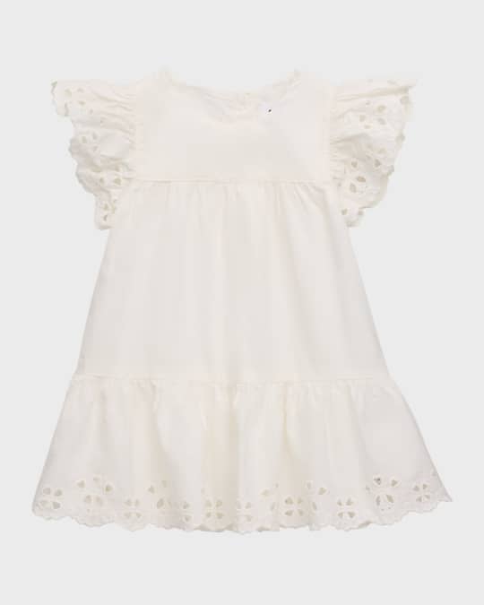 Girl's Cammas Eyelet Embroidered Dress, Size 3M-2T
