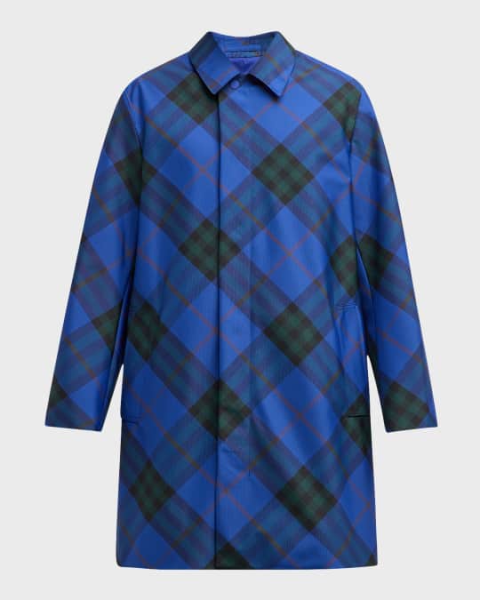 Burberry Men s Argyle Check Raincoat Neiman Marcus