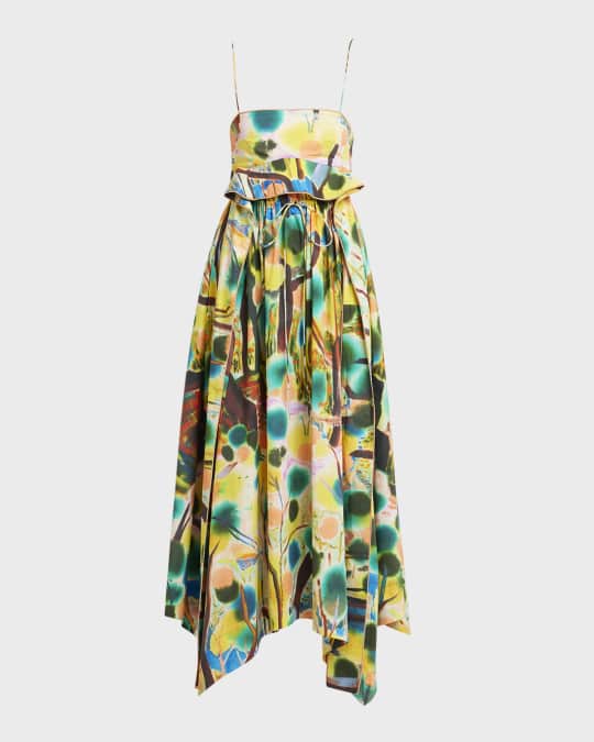 Ulla Johnson Leighton Sleeveless Cotton Poplin Handkerchief Midi Dress |  Neiman Marcus