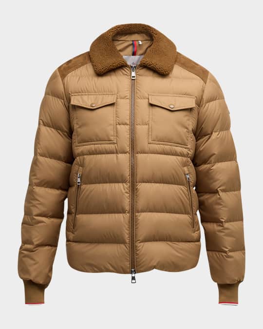 Moncler Men s Jafferau Puffer Jacket with Suede Yoke Neiman Marcus