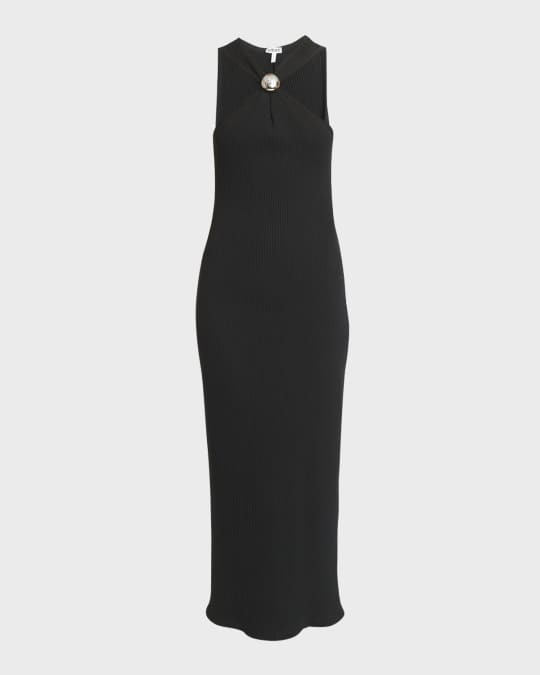 halter neck cotton maxi dress Light Cotton Maxi Dress with Bow L/XL main image 1