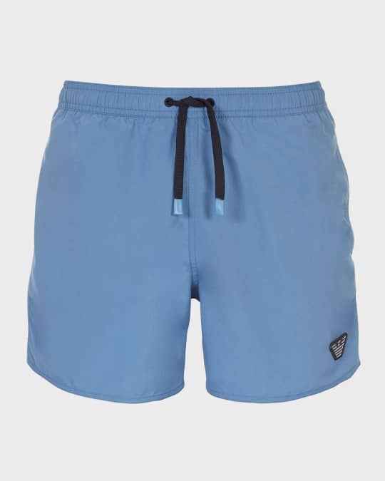 Emporio Armani Men's Eagle Patch Swim Shorts, Blue Neiman Marcus