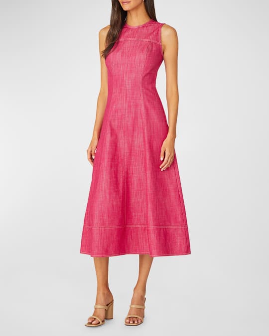 Shoshanna Cora Sleeveless A Line Cotton Midi Dress Neiman Marcus