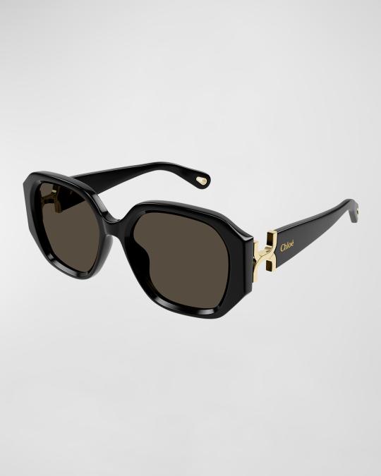 Chloe Logo Acetate Square Sunglasses | Neiman Marcus display picture 3