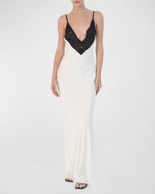 Ronny Kobo Malo Lace Combo Charmeuse Gown | Neiman Marcus