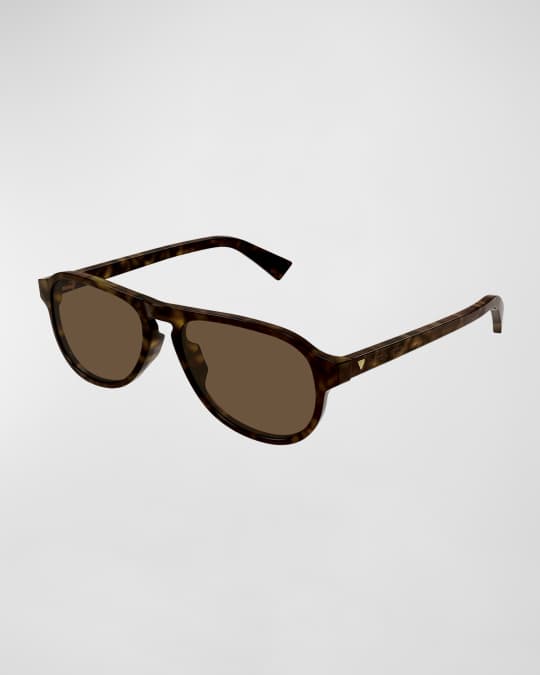 Men's Keyhole-Bridge Acetate Oval Sunglasses