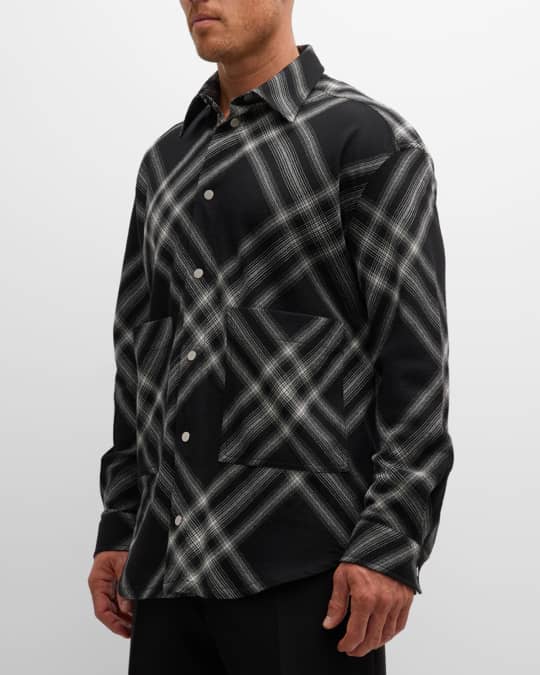 Burberry Men s Wool Check Overshirt Neiman Marcus