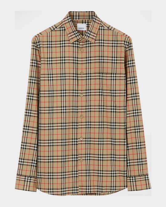 Burberry Men s Simson Check Poplin Shirt Neiman Marcus